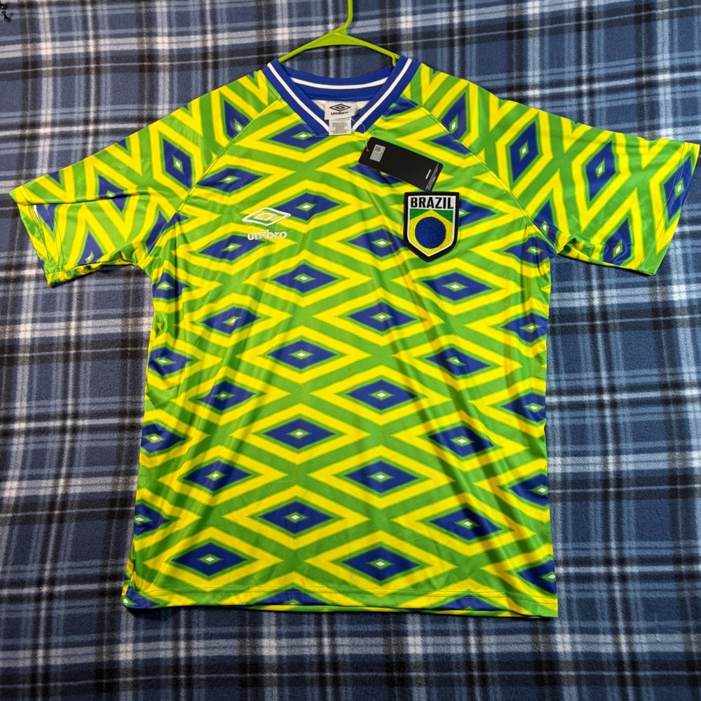 Umbro Brazil Soccer Jersey Mens Small NWT Green Yellow World Cup